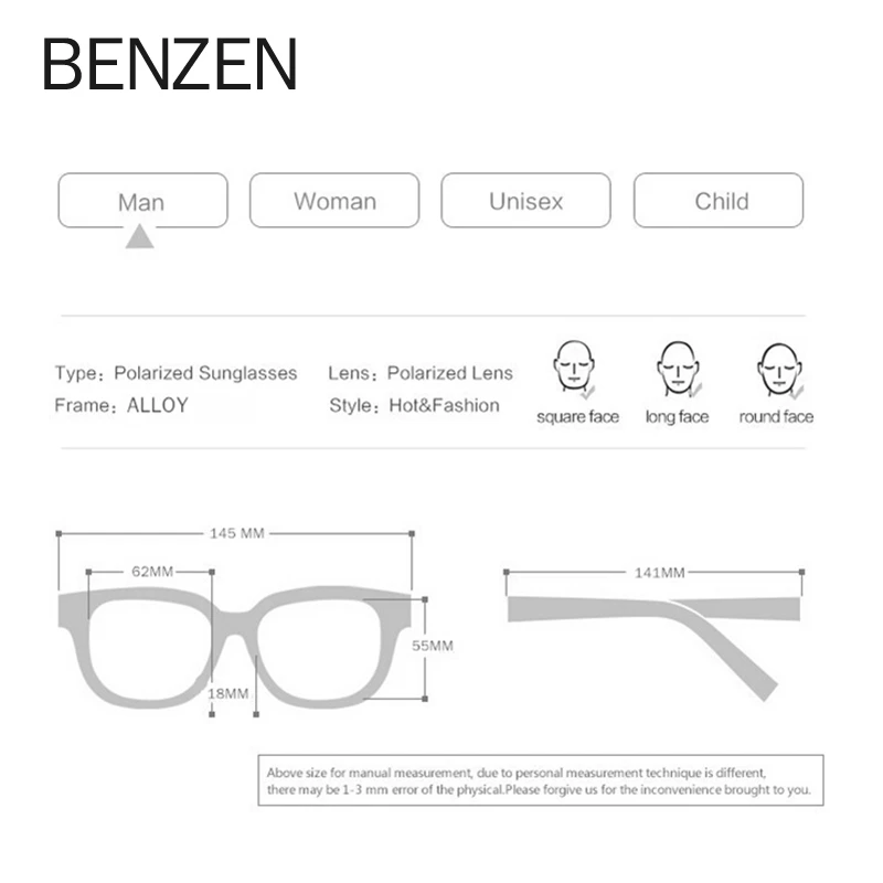 BENZEN, мужские поляризованные солнцезащитные очки, ретро пилот, солнцезащитные очки для мужчин, s, Ретро стиль, UV 400, очки для вождения, Oculos, мужские очки, 9388