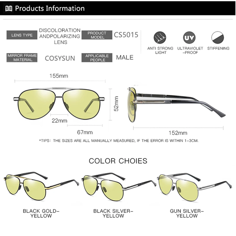 Фотохромные солнцезащитные очки для мужчин, поляризованные очки для ночного видения, мужские очки для вождения, желтые очки для вождения, gafas de so