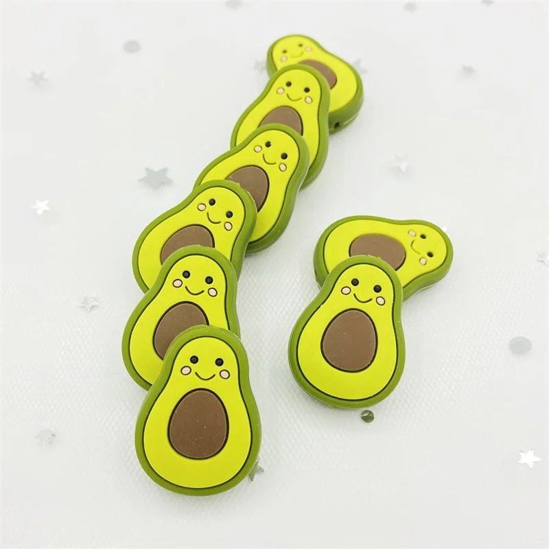 5pc Silicone Beads For Necklaces BPA Free Baby Teether Avocado Teething Beads Silicone Teether Toy For Kids