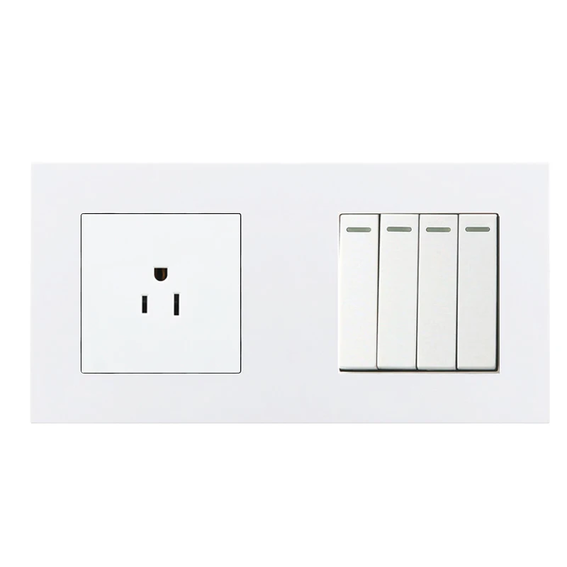 Socket 4Gang Switch Atlectric мкА JP розетка 1 2 3 4 банды вкл/выкл кнопка выключателя света двойная электрическая розетка пластиковая панель электрическая розетка - Тип: Socket 4Gang Switch