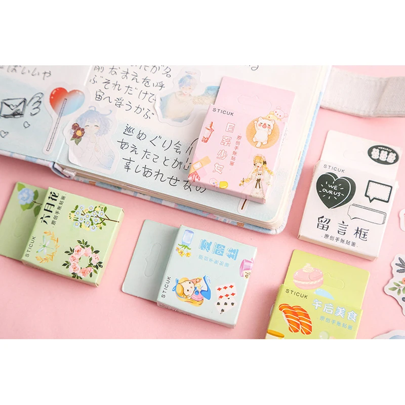 

46pcs/box Lovely Japanese Girl Little Time Mini Diary Paper Label Sealing Adhesive Scrapbooking Decorative DIY Stickers