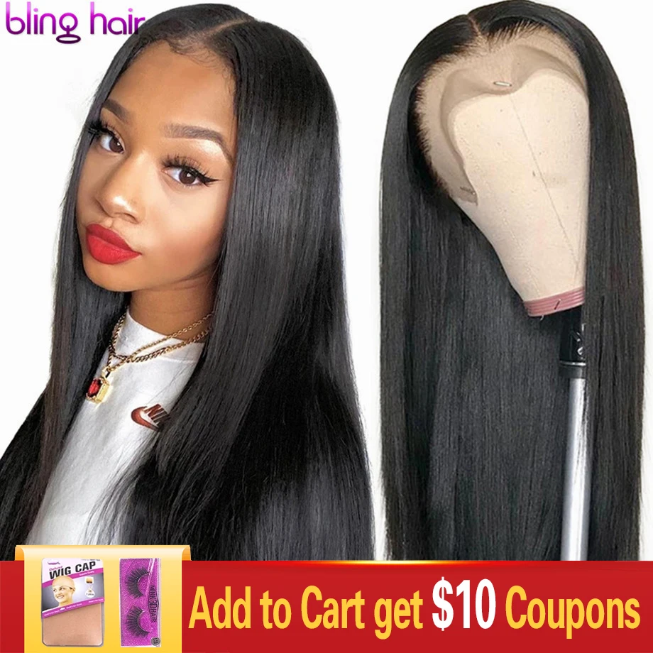 Bling-pelucas de cabello humano brasileño para mujeres, pelo liso con cierre de encaje de 180% de densidad, 4x4, 5x5, 6x6, 7x7, 28 y 30 pulgadas
