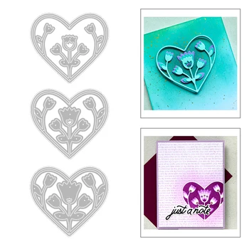 

2020 New Heart Frame Layered Rose Flower Background Layering Embossing Metal Cutting Dies For Making Card Scrapbooking No Stamps