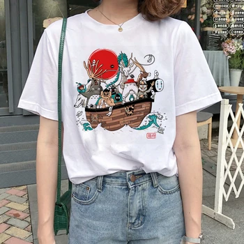 

Funny Totoro T-shirt Women Tops T-shirts Spirit Away Summer T-shirt Studio Ghibli T-shirt Japanese Anime Graphic Harajuku Woman