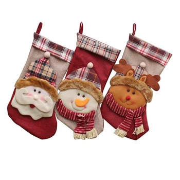 

Christmas Stockings 3 Pcs Set Classic Stocking Xmas Gift Holding for Kids Tress Ornament Home Decor