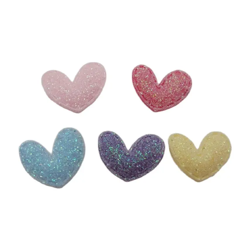2cm Sew On Glitter Padded Felt Heart Patches 100pcs Heart Felt Patches