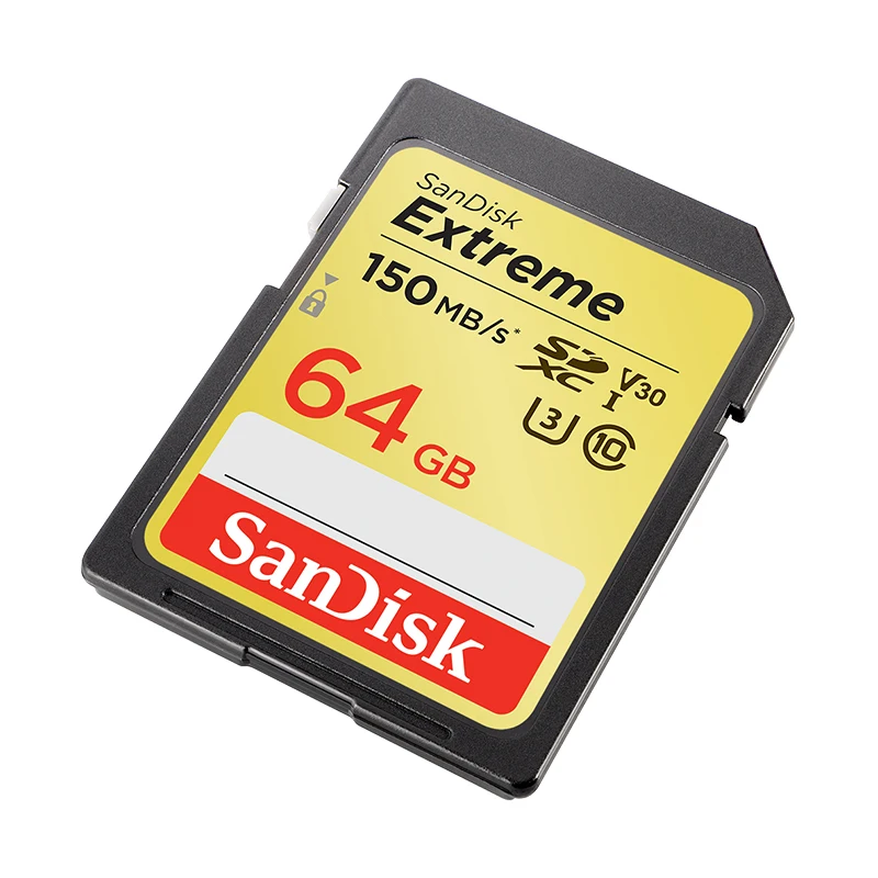 SanDisk Memory Card Extreme SDHC/SDXC SD Card 4K UHD 32GB 64GB 128GB C10 U3 V30 150MB/s (32GB: 90MB/s) UHS-I Flash Card