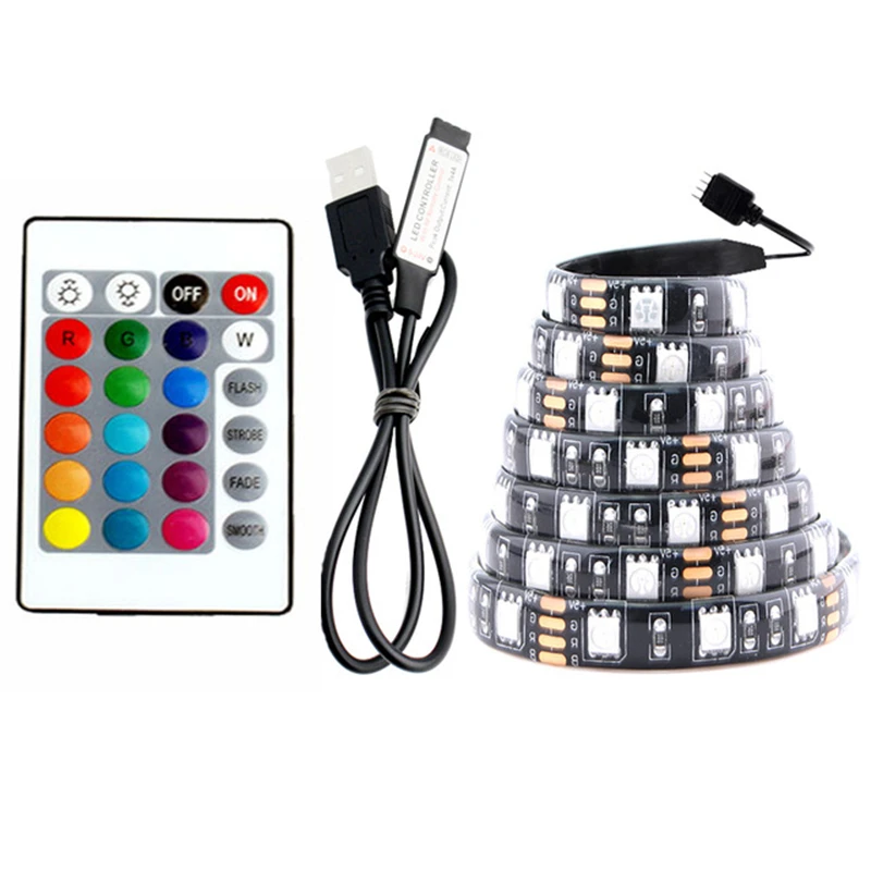 Светодиодный светильник с usb полоской для ПК 5 В RGB 5050 60 светодиодный/м USB 3 17 24