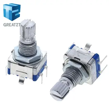 

GREATZT 10PCS/LOT Original,Rotary encoder,code switch/EC11/ digital potentiometer with switch 5Pin handle length 15mm