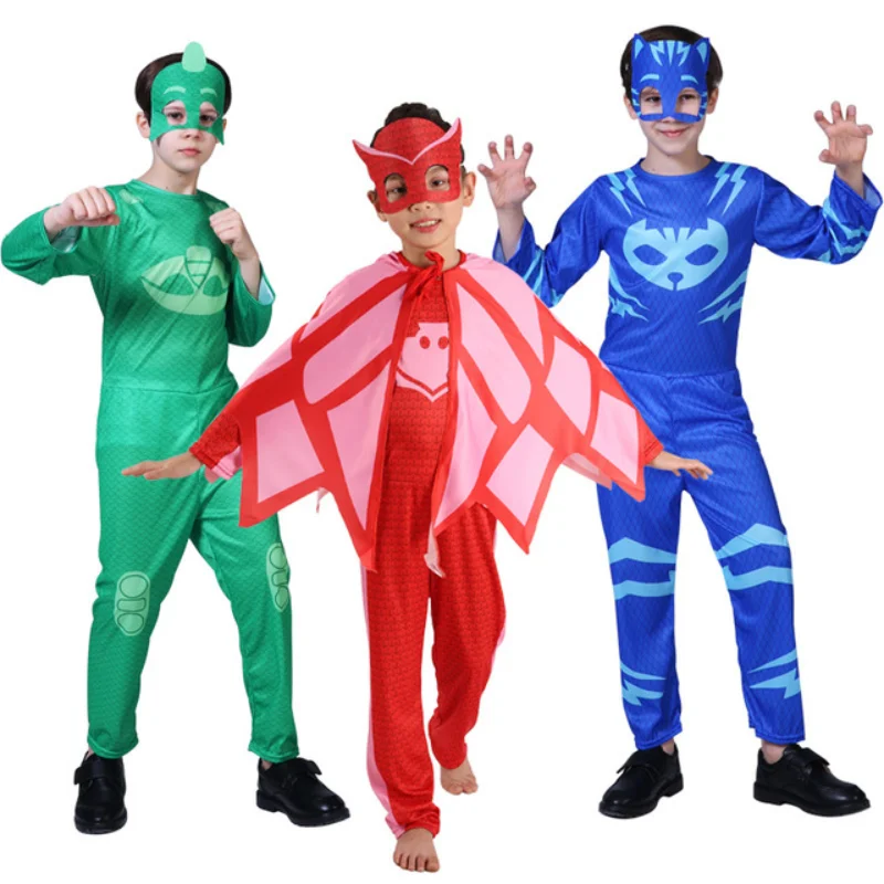 Детские комбинезоны catboy Гекко и Owlette Пижамный костюм для косплея с маской платье