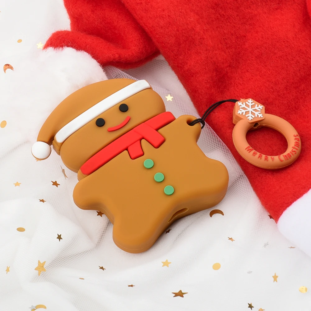 Christmas elk 01 Для Apple AirPods 2 1 Аксессуары для наушников Мягкий чехол для Apple Air Pods 1 Милый мультяшный чехол с рождественскими елками с крючками - Цвет: Christmas elk 01