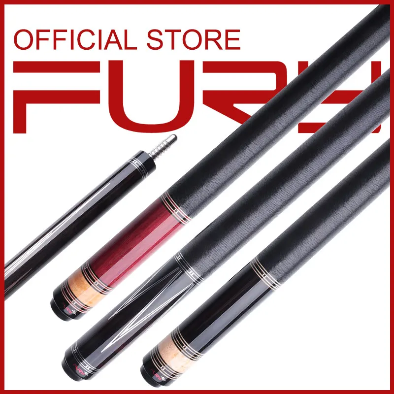 

Fury professional billiard pool cue stick tecnologia American maple shaft ebony inlay butt handmade billar kit with a extension