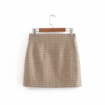 

Women's New Retro High Waist A-line short skirt in autumn 2019 thousand bird mini skirt 08681415707
