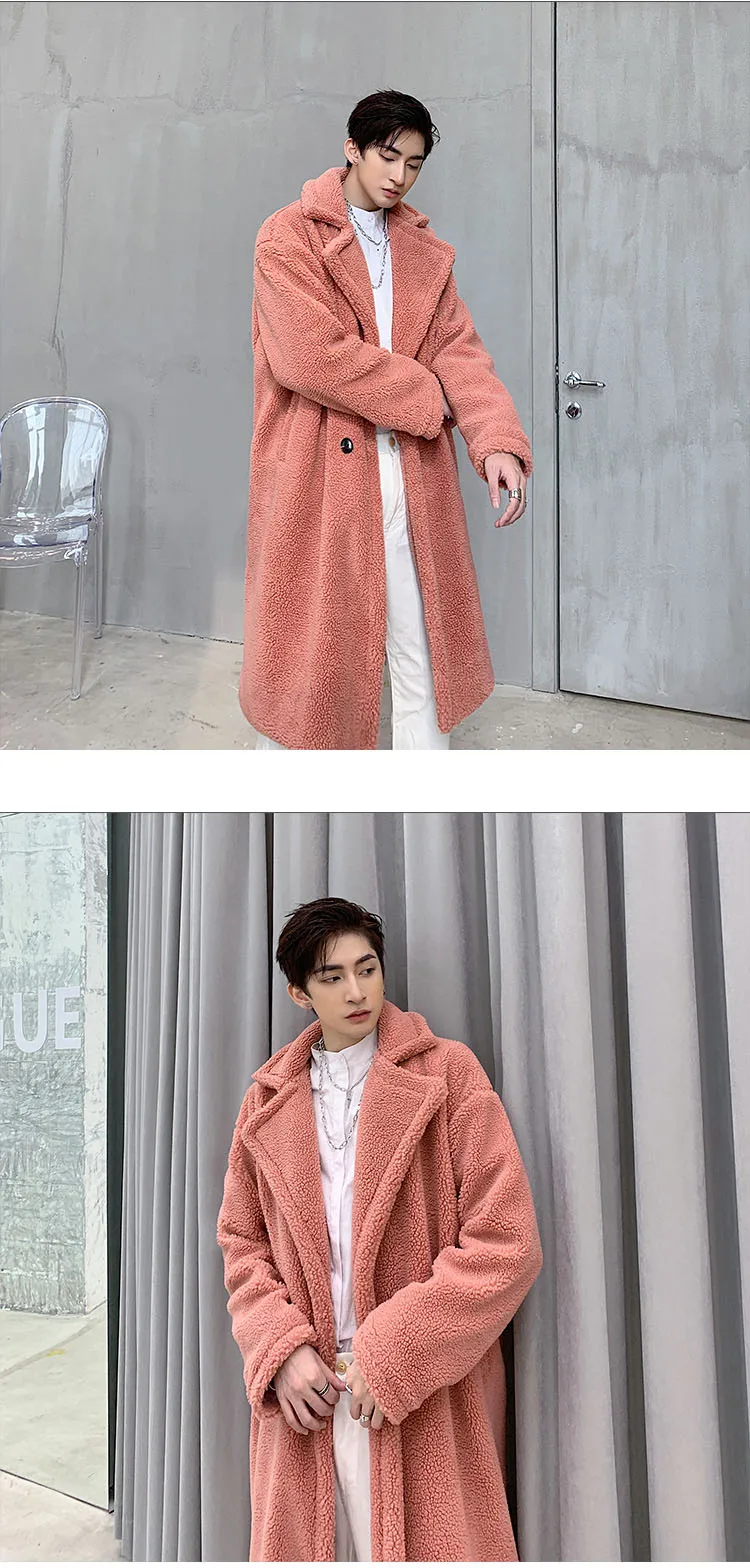 Male Winter Faux Fur Jacket Outerwear Couple Clothing Men Women Fashion Casual Fleece Long Thick Trench Coat Overcoat