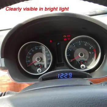 

Auto Modern Luminous Clock Blue LED Digital Display Electronic Car Thermometer Plastic+LED 13.3*2.6cm Clock With Tape