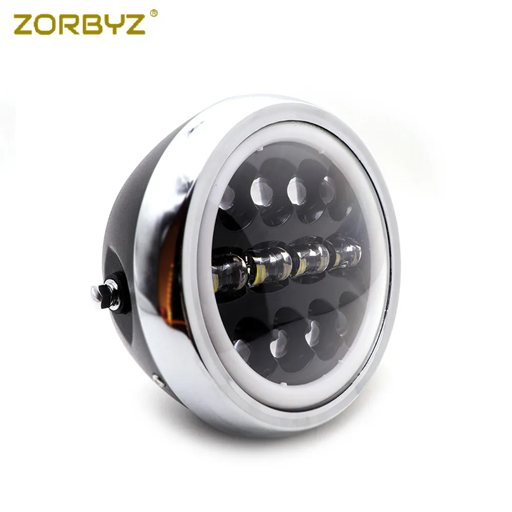 ZORBYZ " Хромированный Светодиодный светильник на голову, передний светильник на голову для Suzuki Honda Kawasaki, аксессуары для мотоциклов на заказ