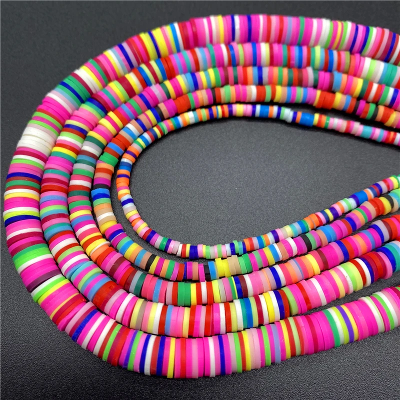 About 400pcs Multicoloured with Glitter Flat Round Handmade Polymer Clay  Beads