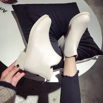 

2019 autumn new Martin boots women Fashion simple solid color comfortable thick heel zipper decoration casual Chelsea boots