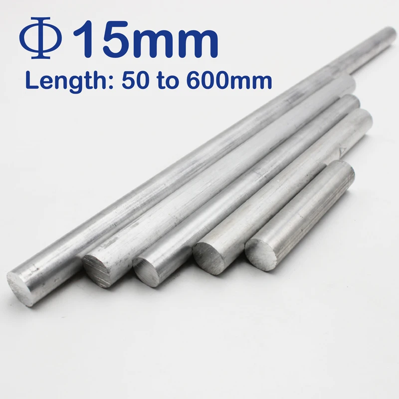 

15mm Diameter Aluminum Round Bar/Rod Length 50mm to 600mm