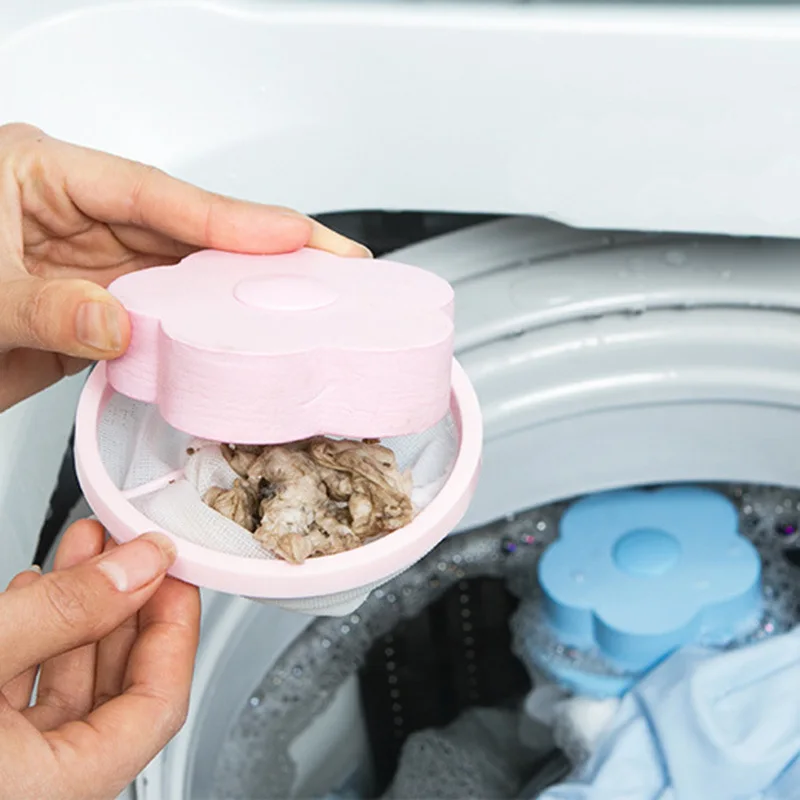 

Pack of 2 in the Washing Machine Hair Remover Cleaning Filter Universal String Bag Hair Suction Ball to Hair Floating Net Pocket