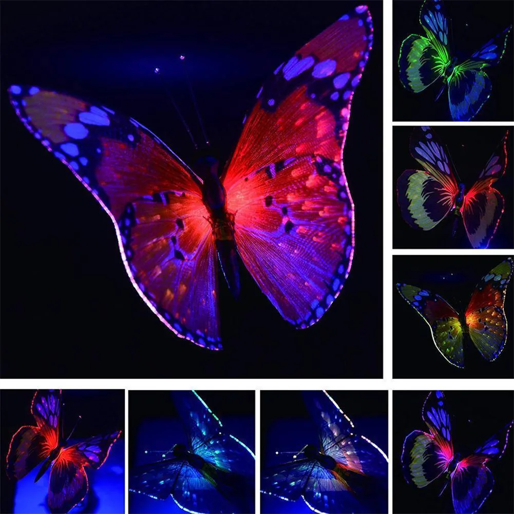 Party Supplies Solar Power Garden Stake Butterfly Outdoor Landscape Lamp LED Lights 3Pcs/Set