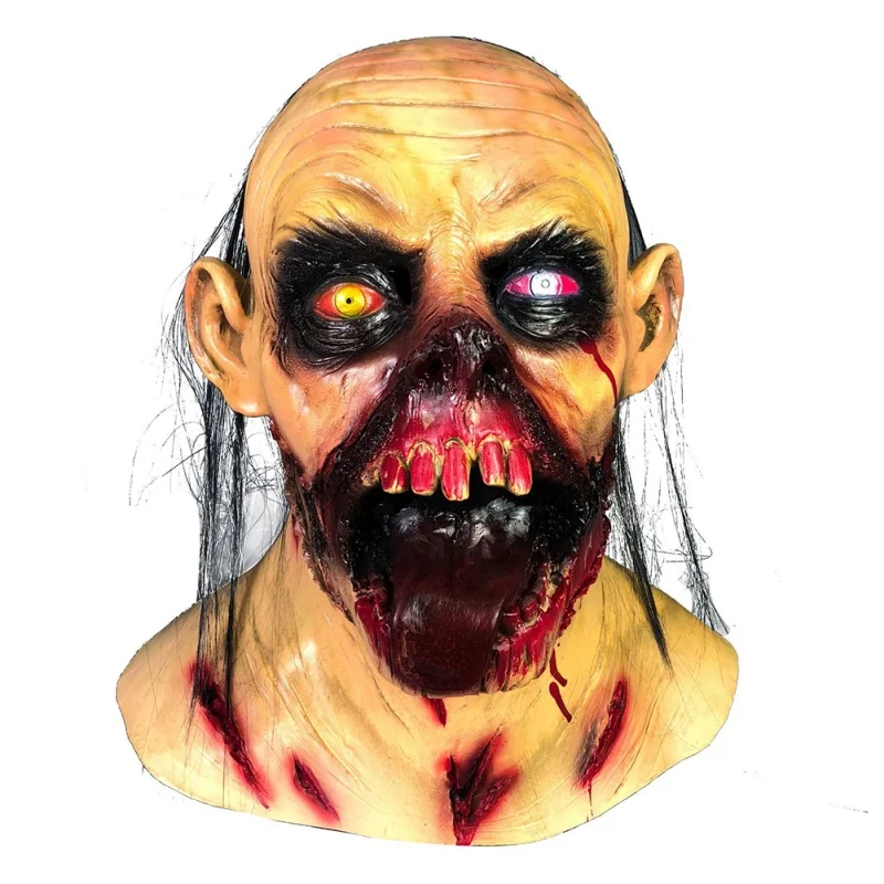 A Хэллоуин Страшные взрослые мужчины кровавая заколка на Хэллоуин костюм маска для лица ужас латексные маски косплей маскарад набор для вечеринки - Цвет: A