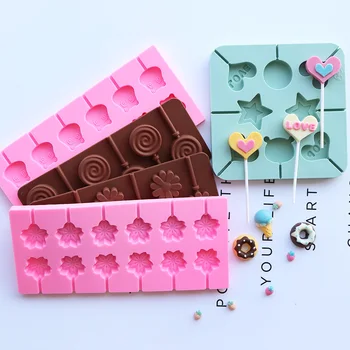 

Silicone DIY Handmade Chocolate Lollipop Mold Kitchen Turning Sugar Leveling Device Sugar Flower Tools Halloween Fondant HH50MJ