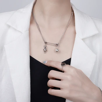 

Elegant Bear Pendant Necklace 925 Sterling Silver Cute Animals Chocker Necklace Ball Vintage Necklace For Women Fashion Jewelry