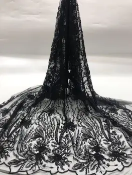 

newest muti color sequin Modern design French net lace fabric African sequins lace embroidery tulle lace fabric for party dress