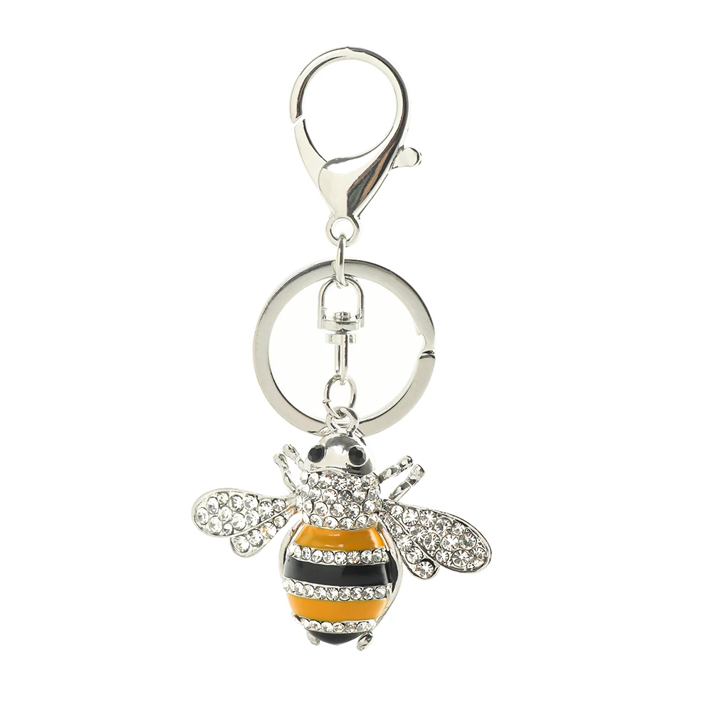 Silver Bee Хрустальный брелок с изображением животных черепаха пчела попугай Колибри брелок стерео горный хрусталь ювелирный подарок женский кошелек автомобильный кулон - Цвет: Silver Bee
