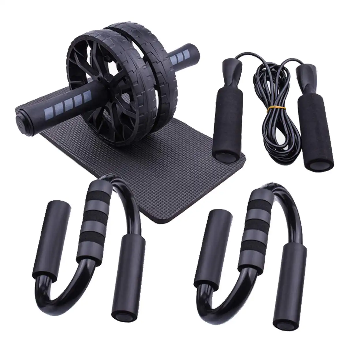 New 2 in 1 Ab Roller&Jump Rope No Noise Abdominal Wheel Ab Roller with Mat For Arm Waist Leg Exercise Gym Fitness Equipment