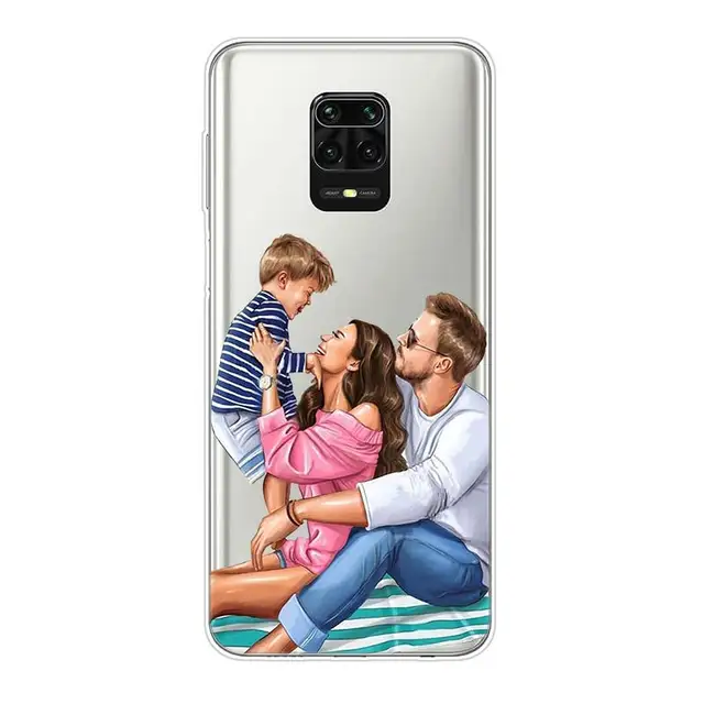 Family Mom Baby Dad Silicone Cover For Xiaomi Redmi Note 10 10S 9 9S Pro Max 9T 8T 8 7 6 5 Pro 5A 4X 4 Phone Case Style 04