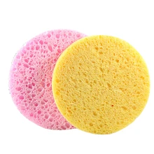 Bgvfive2 шт/комплект Натуральная утепленная хлопковая целлюлоза круглый лица Мягкий слоеное масло моющая Очищающая Розовая Желтая губка