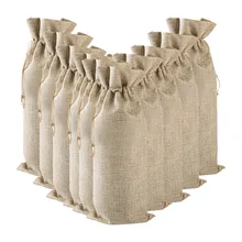 10 шт. льняные сумки для винных бутылок, одноцветное покрытие для вина, рождественские украшения для стола, конфет, подарок, сумки на шнурке