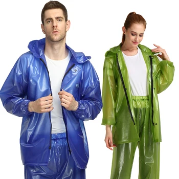 

PVC Waterproof Raincoat Suit Outdoor Fishing Fashion Labor Raincoat Unisex Riding Motorcycle Rainwear Suit Adult Rain Coat Jack