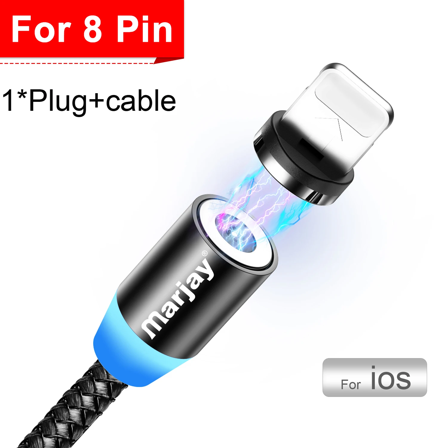 Black For iphone Marjay, магнитная зарядка зарядное устройство, магнитный кабель Micro USB кабель для iPhone, samsung, Android, быстрая зарядка, магнит, usb type-C кабель, шнур для мобильного телефона, провод - Цвет: Black For iphone