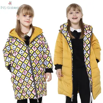 

Winter Children Cotton Padded Clothes baby girl clothes Thickened yellow Wearable on both sides Girl Jacket with Hooded Coat2020