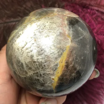 

Natural Black Moonstone Sphere Quartz Mineral Crystals Gemstones Ball Reiki Healing Fine Home Decoration