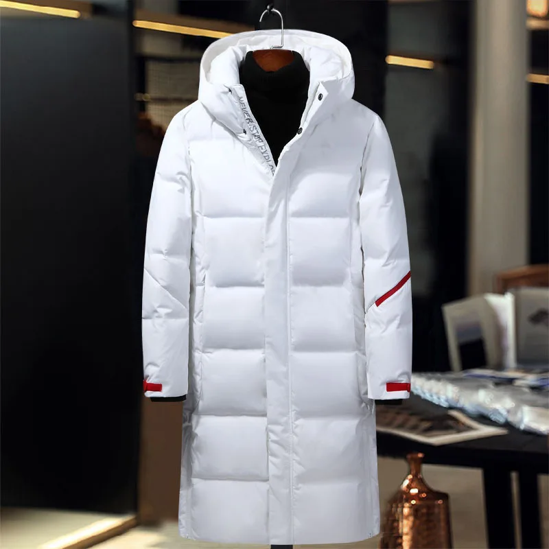Новое поступление, мужские пуховики, черное, серое, белое длинное пальто, мужские Модные брендовые мужские зимние пальто высокого качества, непродуваемый мужской пуховик