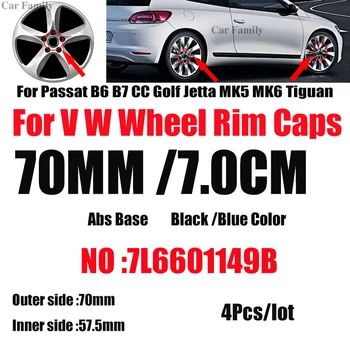 

4pcs 70mm 7L6601149B For Passat B6 B7 CC Golf MK5 MK6 Tiguan Dustproof Car Wheel Center Hub Caps Auto Rims Centre Covers Badge