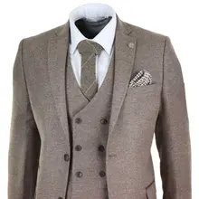Мужской дубовый коричневый костюм из 3 предметов с двубортным жилетом винтажные мужские костюмы на заказ свадебные смокинги пиджак жилет брюки