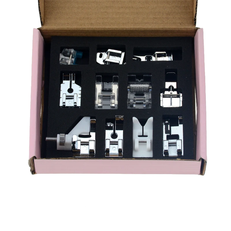 

11pcs Pink Box Multifunction Presser Foot Spare Parts Accessories For Sewing Machine Brother Singer Sewing Tools & Accessory