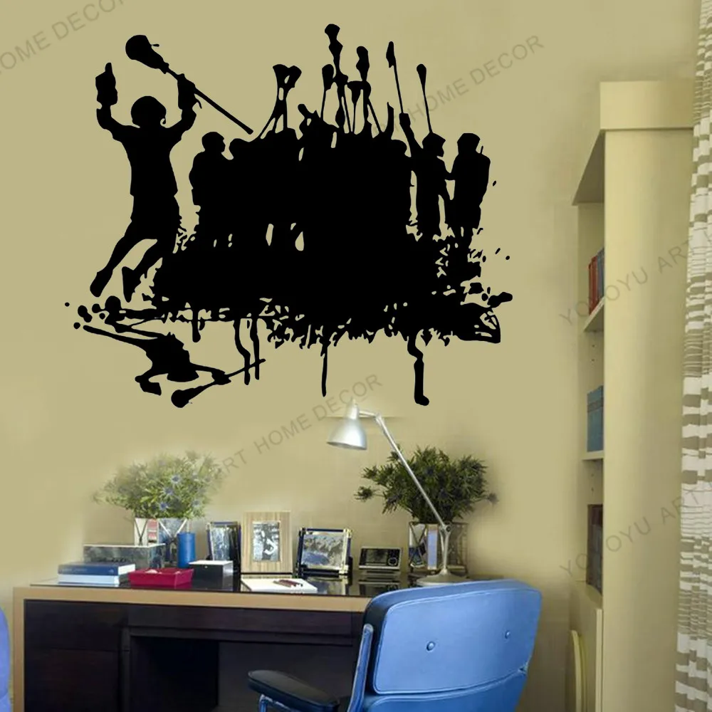 Custom Name Lacrosse Wall Decal Vinyl Sticker for kids rooms decoration Player Sticks Decor WZ71 | Дом и сад