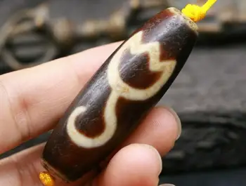 

Treasure Magic Power Magic LKbrother Magic Tibetan Old Agate Lotus Pure Love 6 OM Words Big dZi Bead Amulet Pendant A
