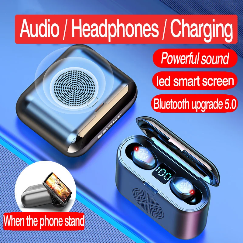 Новые наушники вкладыши tws с 3 в 1 F9 2000 мА/ч in ear Беспроводные громкой связью может