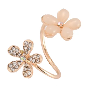 

New Fashion Jewelry Gold Filled Daisy Flower Crystal Rhinestone Ring Gift Adjustable Opening Rings For Women