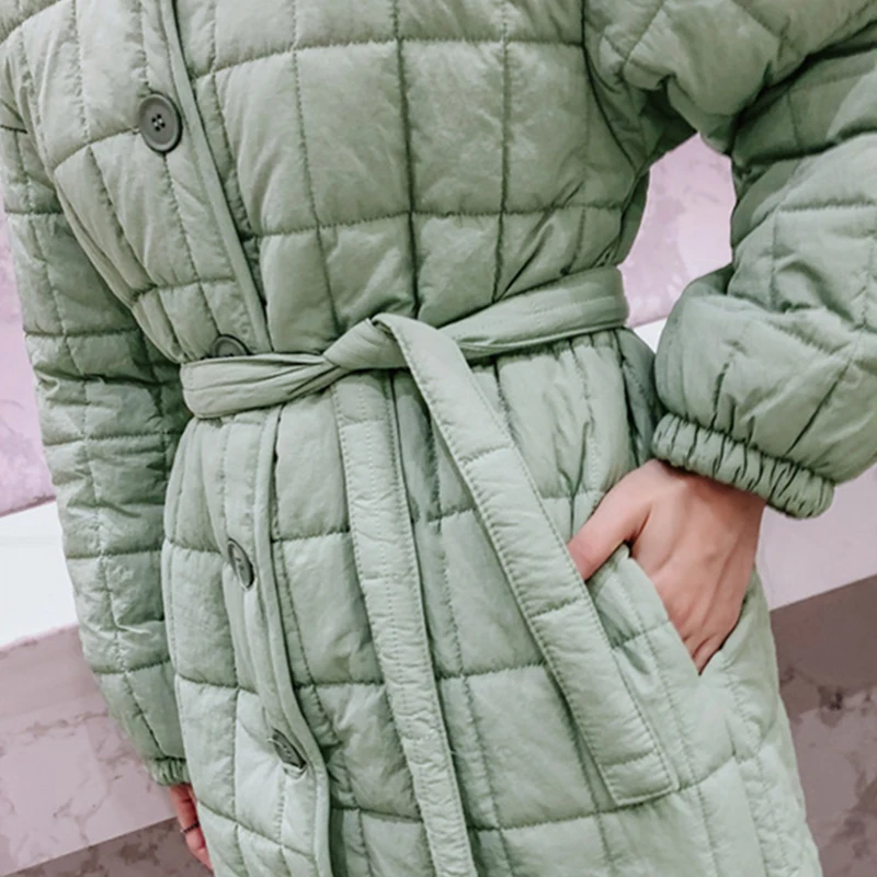 Зимняя модная длинная хлопковая куртка со стразами, легкое пальто, стеганая куртка, женское однобортное пальто на пуговицах, женская одежда