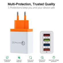 Универсальное быстрое зарядное устройство USB 18 Вт 3,0 5V 3A для Iphone 7 8 EU US Plug для мобильного телефона, быстрое зарядное устройство для Samsung s8 s9 huawei