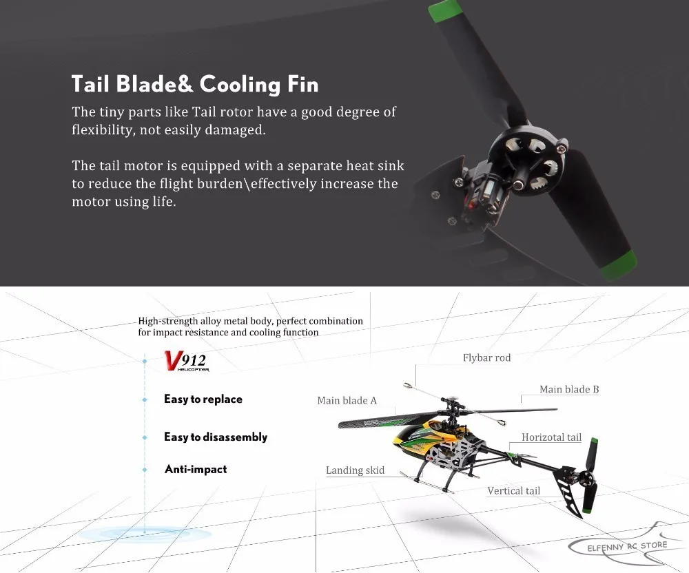 Высокое качество WLtoys V912 большой 52 см 2,4 ГГц 4Ch с одним лезвием дистанционного Управление RC вертолет с гироскопом RTF