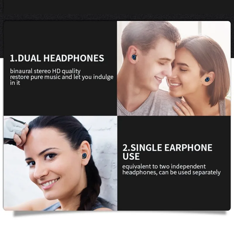 TWS беспроводные Bluetooth наушники с сенсорным управлением, цифровой дисплей, беспроводные наушники, Bluetooth гарнитура с зарядным устройством